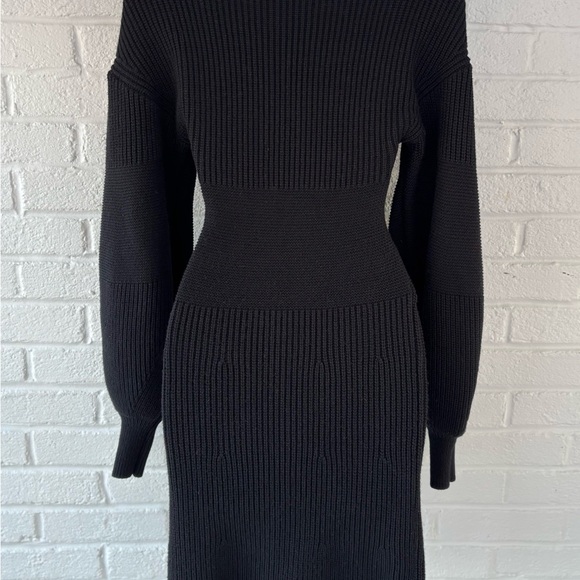 STAUD Sweater Dress Marylebone Black Knit Mini Small Fall Balloon Sleeve, Size S - Picture 11 of 11